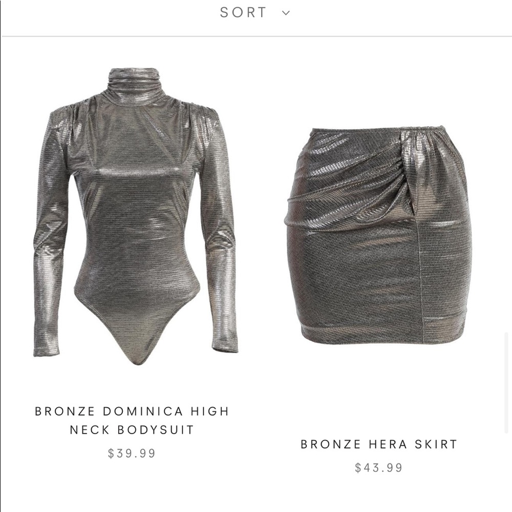 Jluxelabel Bronzo bodysuit and skirt